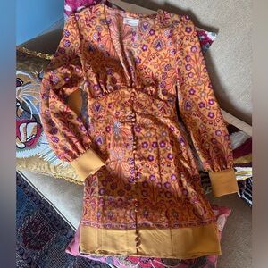 Urban Outfitters Vintage Style Mod Floral Orange Button-Front Women’s Dress